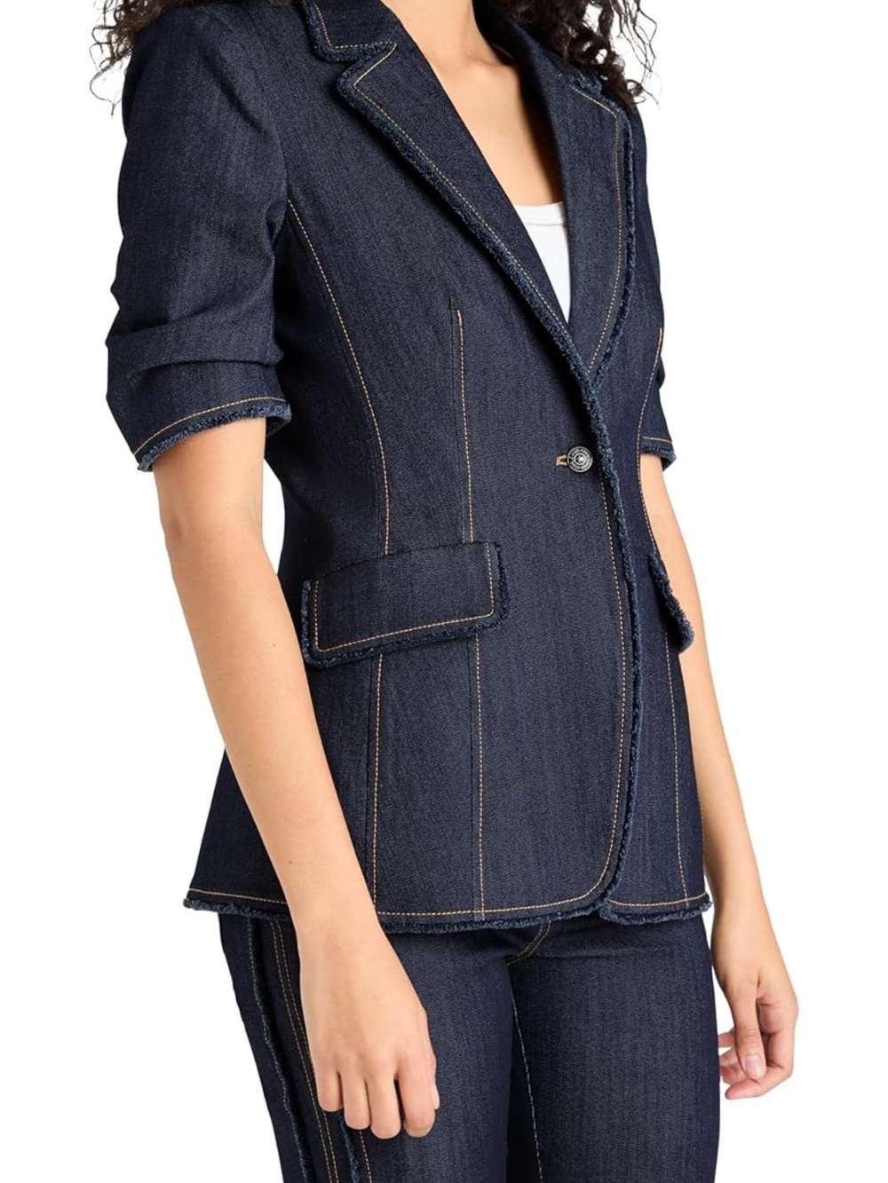 cinq a sept Sallie Short-Sleeve Denim Jacket NWT Size 4 - Picture 2 of 8